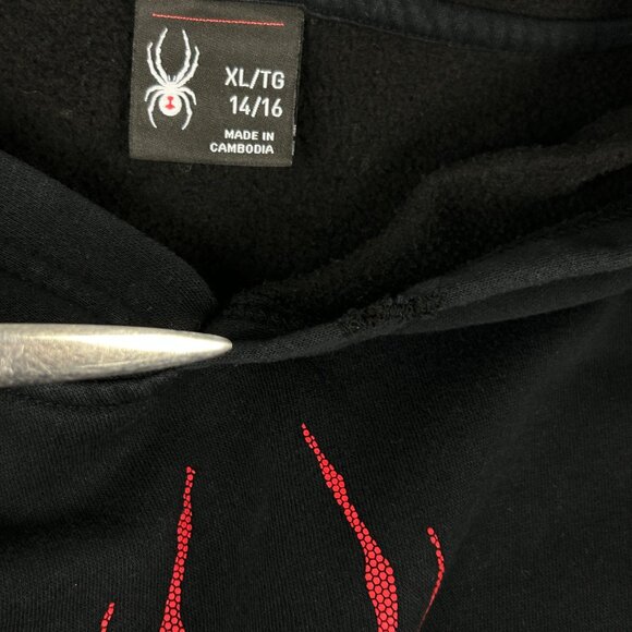 Spyder Hoodie Youth 14-16  XL Textured Logo Pullover Kangaroo Pouch Pocket *Flaw - Picture 9 of 12